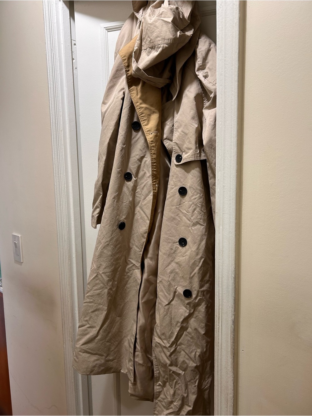 Avec Les Filles Beige Trench Coat with Black Buttons